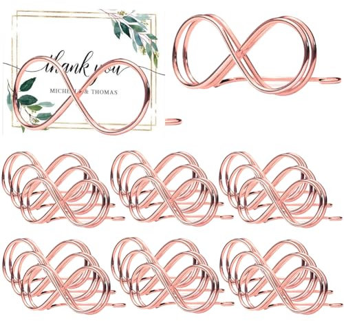 Silkwish 20x Metall Tischkartenhalter, Roségold Hochzeit Tischkartenhalter, Party Sitzetiketten Tischkartenclips, Nachrichtenclip Tischnummer Halter Ständer, Fotohalter für Hochzeit Party Geburtstag