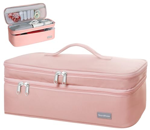 SEPWIK Borsa da viaggio a doppio strato compatibile con asciugacapelli e accessori Dyson, custodia portatile per asciugacapelli, spazzola/volumizzatore/styler/strumenti caldi Scandihome Series, rosa