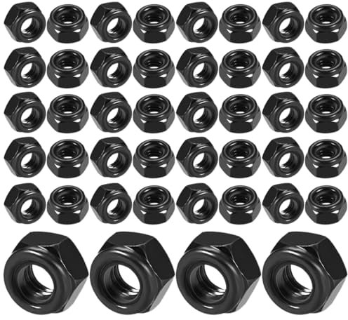 WeddHuis 50 Piezas Tuercas Autoblocantes M6 Tuercas de Seguridad Hexagonales Métricas Acero al Carbono (M6) (Negro)