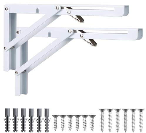 Tutee Staffe Pieghevoli per mensole Supporto Tavolo Staffe 400mm,2 pezzi,Scaffale da parete pieghevole con capacità di carico 40 kg