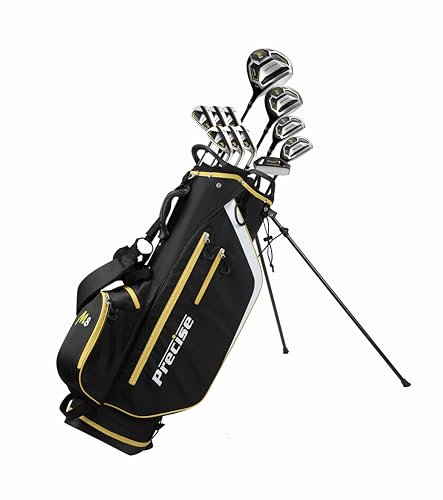 Precise Set di mazze da golf da uomo, 17 pezzi, driver, legni, ibridi, ferri da stiro, putter e borsa con supporto, aste in grafite kevlar, per destrorsi, misura normale e alta (mano destra – taglia