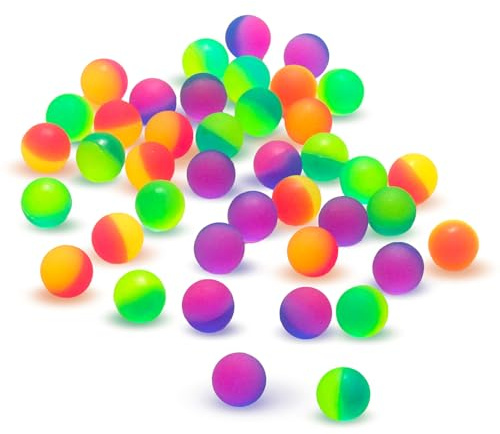 DBALL 42 Pezzi di Palline Rimbalzanti in Gomma da 25MM Palline Colorate per Bambini Glassate Pallina Rimbalzante per Bomboniere Regalo di Compleanno per Bambini Souvenir