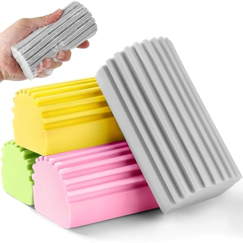 Esponja para Polvo Húmedo,4 Piezas Esponja Mágica Atrapapolvo,Esponjas de Polvo Reutilizables Esponja de PVA Absorbente Damp Clean Duster para Limpiar Persianas,Cristales,Cocina