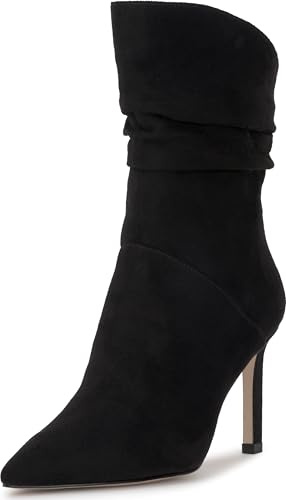 Jessica Simpson Elisti Scrunch High Heel Bootie, Black Microsuede, 8.5