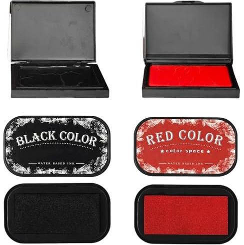 4Pcs Ink Pads for Stamping Set, Black Ink Pad and Fingerprint Ink Pad, Professional Stamp Pad with Two Black and Two Red Ink Pads, Finger Print Kit for Document Signing and Craft Projects