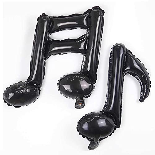 ANCLLO Lot de 6 ballons noirs en forme de note de musique en aluminium pour décorations de fête, Nouvel An, décorations de fête (16e 8e notes)