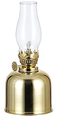 Moddeny Lámpara de queroseno, lámparas de aceite de vidrio de metal de 7.48 * 3.34 pulgadas, lámpara de aceite a prueba de viento para interiores, lámpara de aceite ajustable retro (dorado)