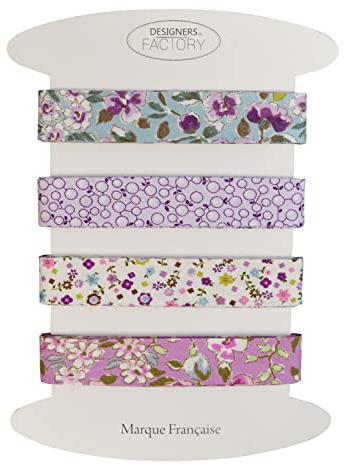 Juego de 4 Bies de algodón estampado - Descubra nuestras variantes - Cintas al sesgo de algodón de bella calidad - 2 metros por color - 100% algodón. (Set B)