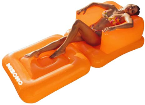 Misomo Sessel Palm Springs Orange | Luftmatratze im Sessel Look| Maße: 160 x 80 x 50 cm | Aufblasbar in wenigen Minuten | Extra Starkes Material