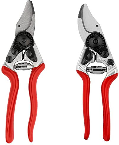 FELCO Gartenschere für Linkshänder Nr. 16 (kompakte Baumschere, Schnitt-ø 20 mm, Länge 195 mm) & F 14 Gartenschere für Rechtshänder Nr. 14 (kompakte Baumschere, Schnitt-ø 18 mm, Länge 180 mm)