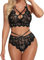 VicSec Damen Sexy Dessous-Set mit Strapsgürtel, 2-Teil BH + String Tanga, Spitze Push-UpTräger-BH und Höschen-Set Unterwäsche, Florale Spitze Nachtwäsche Babydoll S-2XL