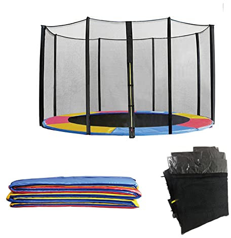 Green Bay Trampolin Randabdeckung und Netz 427cm für 8 Stangen, Sicherheitsmatte Ersatznetz Gartentrampolin Ersatzteile