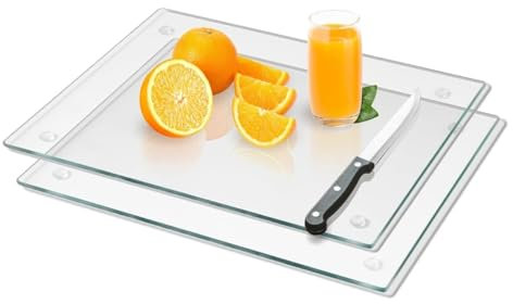 Tagliere in Acrilico, 2 Pezzi Taglieri da 12,6 X 8,9 Pollici per Bancone della Cucina, Vassoio Antiscivolo Piccolo Trasparente da Banco con Nastro, Lavabile in Lavastoviglie