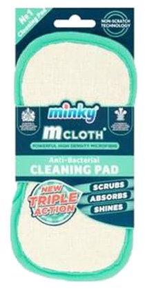 Anti Bacterial Cleaning Pad Cloth Pack of 1 Absorbant Non-Scratch Scrub Scourer Sponge Compatible with Minky Dusting Gloves Surface Cleaner Duster Shiner with Welari Thank You Card | (1pack) (1pad)