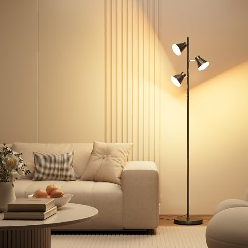SIBRILLE 36W Stehlampe Wohnzimmer 2500LM, Moderne Stehlampe LED Dimmbar mit Fernbedienung & Berührung 2700K-6500K, 3-Licht Leselampe Deckenfluter LED für Wohnzimmer Schlafzimmer Büro Hotel