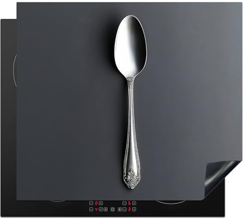 KitchenYeah© Protector Vitroceramica 58x51 cm Tapa para induccion Placa Encimera Cubre de Protectora Cocina Plata - Metal - Cuchara