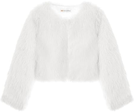 Bolerose Bolero Bambina Pelo Sintetico, Bianco Glitter, 5-6 Anni