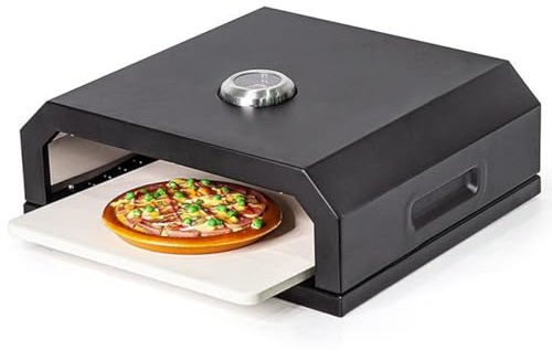 Forno portatile per pizza all'aperto, griglia in acciaio inox con termometro per giardino, campeggio e barbecue in cortile, compatibile con più fonti di calore