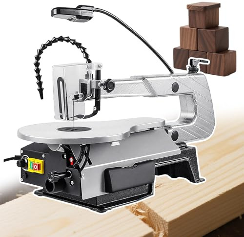 pedenencelia Multi-Function Scroll Saw 16 | 150w Copper Motor | 0-45° Tilting Cast Aluminum Table | Stepless Speed Adjustment | Electric Fret Saw -For Wood, Plastic, Soft Metal
