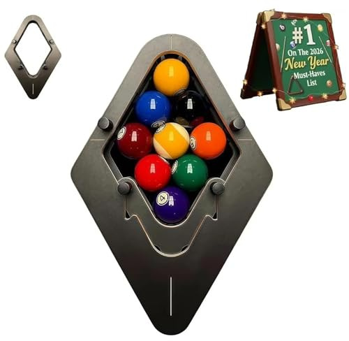 Sistema de Estante de Billar Profesional Que Elimina los Huecos, estantes de Bolas de Billar de Madera Maciza de 8 Bolas/9 Bolas Pro triángulo/Diamante, Accesorios de Billar Ajustables Rhombus
