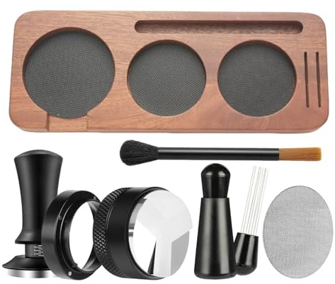 Genérico Prensa De Café De 58 Mm - Juego De Prensa De Polvo Para Expreso Con Dosificador Y Almohadilla | Kit De De 7 Piezas De Acero Inoxidable | Para El Hogar, Cocina, Cafetería, Bar, Oficina,