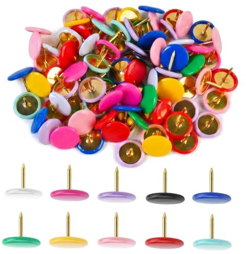 100 PCS Push Pins, Multicolor Drawing Pins for Notice Board with Storage Box, Premium Thumb Tacks for Cork Board, Pinboard and Maps, 10 Vibrant Colors Plastic Head & Sharp Steel Needle