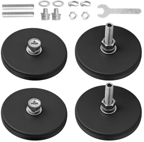 2 imanes de neodimio engomados, 66 mm con rosca, con tornillos y tuercas M6, 30 kg de fuerza de sujeción, para vehículos, lámparas, instrumentos y dispositivos, fijación de herramientas