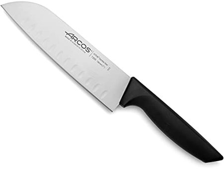 Arcos Serie Niza - Cuchillo Santoku con Alveolos - Hoja de 180 mm - Mango Color Negro