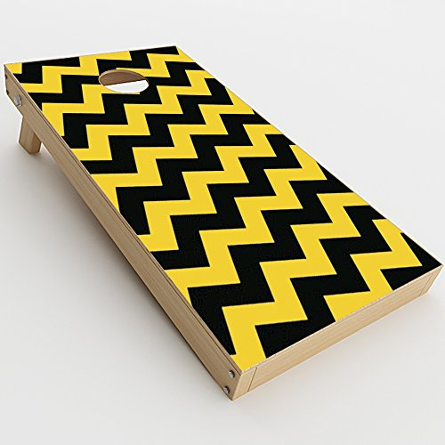 Skin Decal Vinyl Wrap for Cornhole Game Board Bag Toss (2xpcs.) Skins Stickers Cover/Yellow and Black Chevron