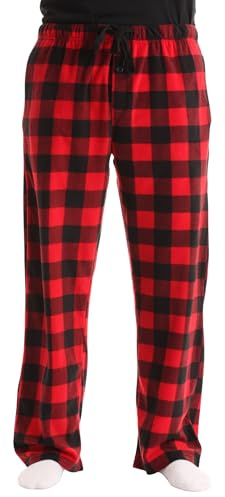 #FollowMe 45902-1A-M Polar Fleece Pajama Pants for Men/Sleepwear/PJs, Red Buffalo Plaid, Medium