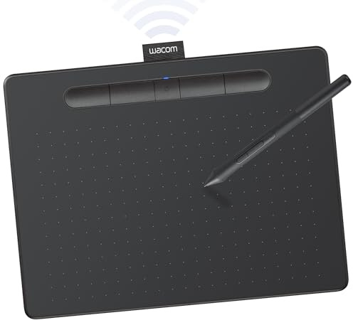 Wacom Intuos Medium Bluetooth Graphics Drawing Tablet, Portable for Teachers, Students and Creators, 4 Customizable ExpressKeys, Compatible with Chromebook Mac OS Android and Windows - Black