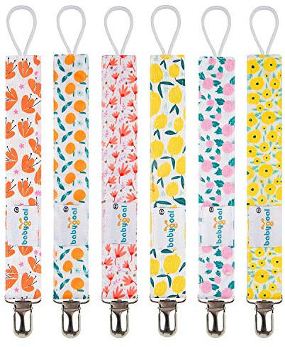 babygoal Girl Fruit Pacifier Clips, 6 Pack Pacifier Holder Clip for Baby Boys and Girls Fits Most Pacifiers