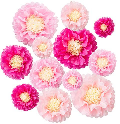 LIHAO Party Decoration Tissue Paper Pom Poms Flower Ball for Birthday Wedding Baby Shower Party Decoration - Pink