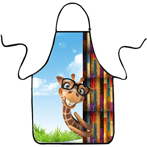 VIPbuy Tablier Rigolo de Cuisine et Barbecue Noir Multicolore - Motif Girafe Drôle pour Femmes et Hommes - Adultes et Couple Marié - Lavable