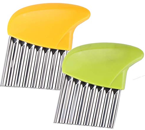 Crinkle-Cutter for Veggies-Salad-Chopper Knife 2Pcs Stainless-Steel-Blade Wavy