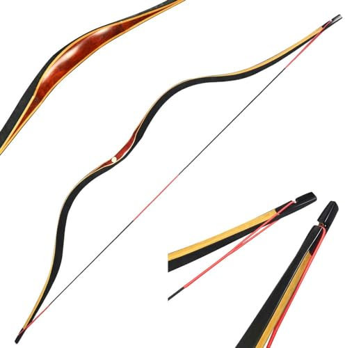 ZSHJGJR Traditioneller Langbogen Handgefertigt Recurvebogen Jagd Bogen 30-50lbs Bogenschießen Reiterbogen Sportbogen Erwachsene Holzbogen zum Jagen und Schießen (40lbs)