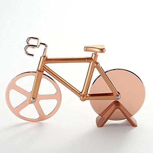 Pizza Cutter Wheel Double Stainless Steel Novelty Pizza Cutter with Holder Professional Kitchen Aid Pizza Cutter,Sharp and Easy to Clean Slicer (Gold)