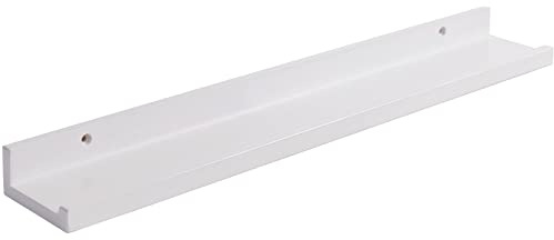 IBUYKE Solid Timber Floating Shelf Wall, Creative U-shaped Shelf Display Racks for Living Room, Office, Bedroom, Bathroom, Kitchen, 90cm White RF-GB545W