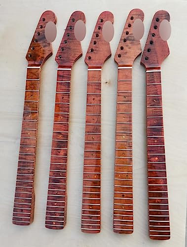 WUQIMUSC Lönn gitarrhals 21 Fret 64,8 cm flamma lönn greppbräda glansig färg färdig ersättning för ST Style gitarrdel, 1 st (mörk)
