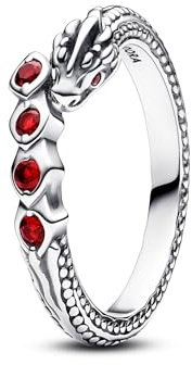 Pandora Game of Thrones House of the Dragon sterling silver ring with salsa red crystal, 54