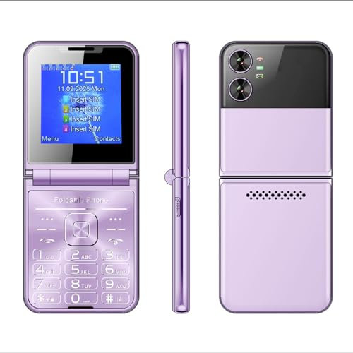 Téléphone à Clapet 2G, Téléphone Portable à Clapet de 2,6 Pouces pour Seniors, Gros Bouton, Gros Chiffres, Son Fort, Téléphone Portable Senior avec Lampe de Poche LED, (Violet)