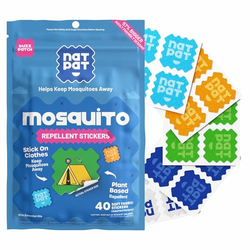 NATPAT BuzzPatch Mosquito Patches for Adults - Plant-Based Mosquito Patches, Non Toxic - The Original All Natural Citronella Essential Oil Insect Patch(40 Pack)