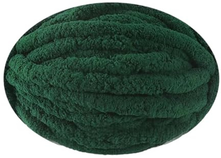 Thick Chunky Yarn Arm Knitting Yarn Jumbo Tubular Yarn Chunky Wool Yarn Fluffy Jumbo Chenille Yarn Chunky Chenille Yarn Puffy Plush Yarn for Hand Knitting or Arm Knitting - Dark Green