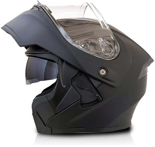 Casque de moto modulable, casque pour adultes, casque intégral monobloc rabattable, casque antibuée à double visière, casque de conduite de rue pour hommes et femmes adultes 1,XXXL