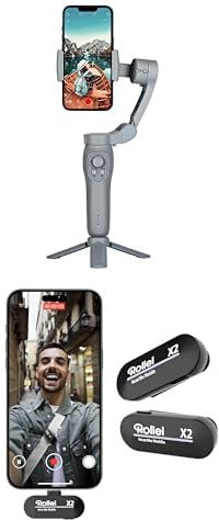 Rollei Steady Butler Mobil 3 SE Smartphone Gimbal + Rollei Hear:Me Mobile X2 Lavalier Mikrofon Kabellos