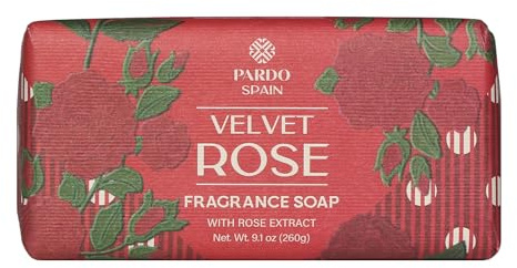 Pardo Spain Jabón Sólido Velvet Rose 260 g – Pastilla de Jabón Natural con Fragancia Floral de Rosa, Limpieza Suave y Uso Diario para Todo Tipo de Piel