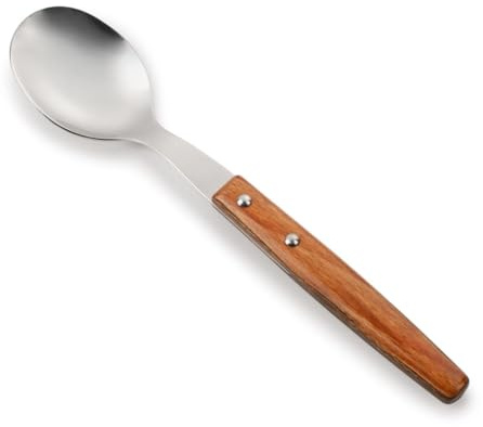 Arcos Cuchillos de Mesa - Cuchara de Acero Inoxidable 18/10 para Lunch o Desayuno, Mango de Madera Comprimida, 150 mm, Ideal Uso Diario - Serie C (Paquete de 2)