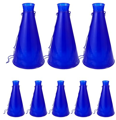 SMASOLO Rumorista da Calcio 8 Pezzi in Plastica Blu a Forma di Corno Megafono Portatile per Feste Sportive e Tifo Tromba D’Aria Resistente per Adulti e Dispositivi Rumorosi per