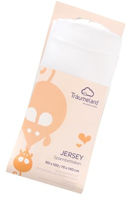 Träumeland TT02008 Spannbetttuch Jersey, weiß, 50 x 100 cm