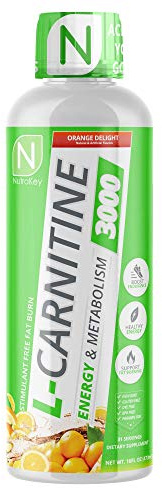 NutraKey L-Carnitine 3000mg, No Sugar, Gluten Free, Turn Into Fuel, (Orange Delight) 31 Servings